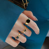 Black Hexagon Heart Women's Ring Gold Sliver Colour Rings For Girls   Designer Retro Jewelry Accessories