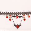 Black Hollow Velvet Chokers Bats Lace Necklace Heart Rhinestone Charm Statement Chain Necklaces For Women Halloween Jewelry Gift