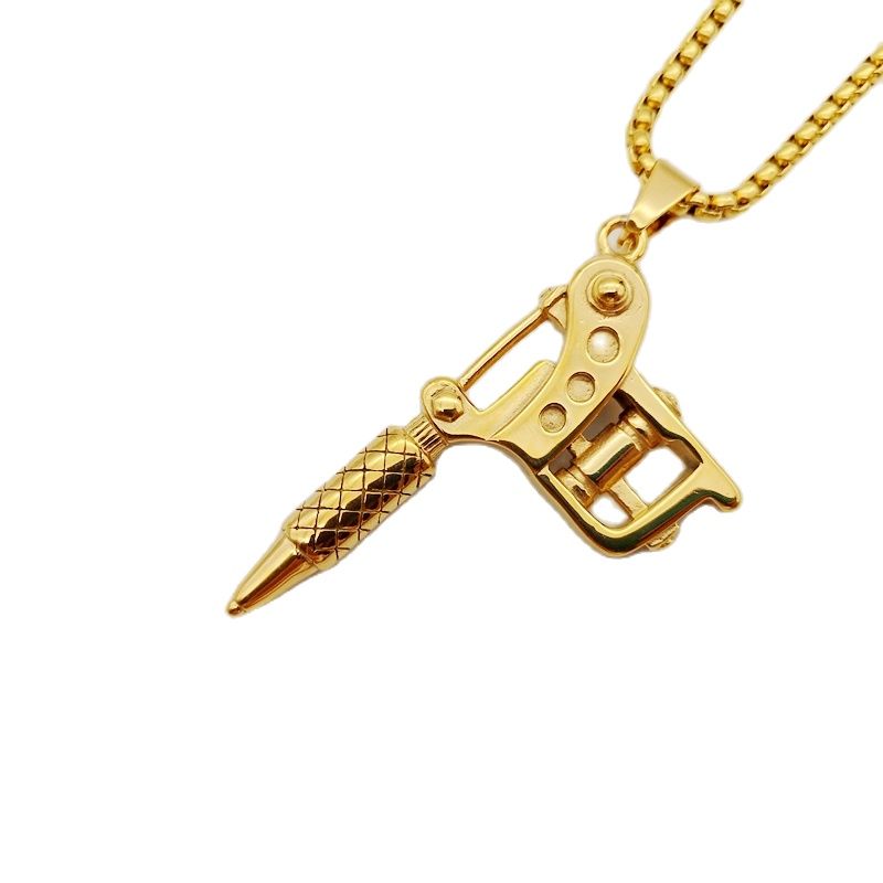 Black Knight Vintage mens cool Tattoo Machine pendant necklace 316 stainless steel hip hop punk personal necklace jewelry
