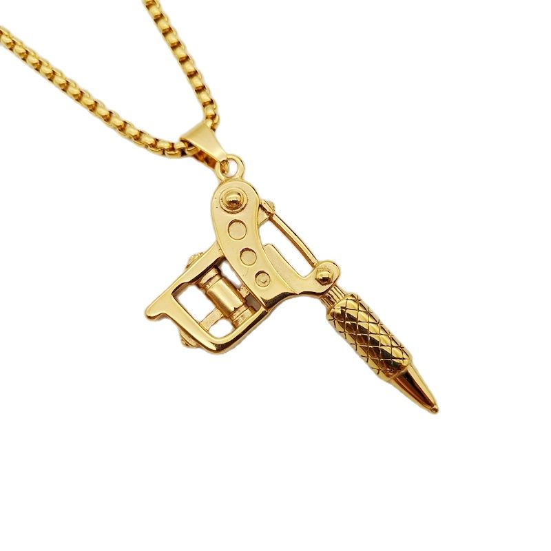 Black Knight Vintage mens cool Tattoo Machine pendant necklace 316 stainless steel hip hop punk personal necklace jewelry