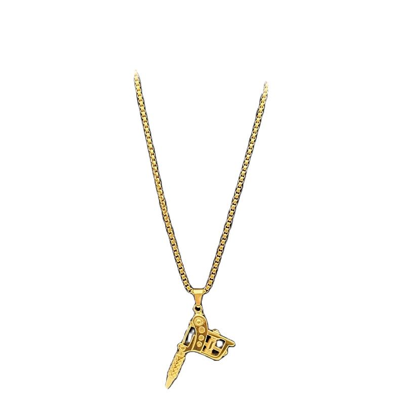 Black Knight Vintage mens cool Tattoo Machine pendant necklace 316 stainless steel hip hop punk personal necklace jewelry