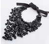 Black Lace Crystal Bronze Pendant Tassel Chain  Choker Collar Bib Necklace Victorian Jewelry