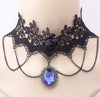 Black Lace Crystal Bronze Pendant Tassel Chain  Choker Collar Bib Necklace Victorian Jewelry