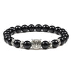 Black Lava Tiger Eye Weathered Stone Bracelets Bangles Classic Owl Beaded Natural Charm Bracelet for Women and Men Yoga Jewelry