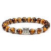 Black Lava Tiger Eye Weathered Stone Bracelets Bangles Classic Owl Beaded Natural Charm Bracelet for Women and Men Yoga Jewelry