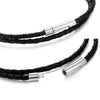 Black Leather Chain Necklace for Women Men Handmade Braid Rope Long Necklace Neck Pendant Chain Jewelry Gift