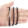 Black Leather Chain Necklace for Women Men Handmade Braid Rope Long Necklace Neck Pendant Chain Jewelry Gift