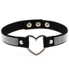 Black Leather Heart Rhinestone Choker Necklace Women Crystal Choker  Statement chocker collar jewellery