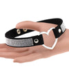 Black Leather Heart Rhinestone Choker Necklace Women Crystal Choker  Statement chocker collar jewellery