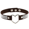 Black Leather Heart Rhinestone Choker Necklace Women Crystal Choker  Statement chocker collar jewellery