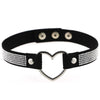 Black Leather Heart Rhinestone Choker Necklace Women Crystal Choker  Statement chocker collar jewellery