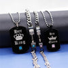 Black Necklaces &amp; Pendants Her King And His Queen Couple  Stainless Steel Pink Blue Crystal  Bracelet Necklace Set