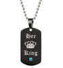 Black Necklaces &amp; Pendants Her King And His Queen Couple  Stainless Steel Pink Blue Crystal  Bracelet Necklace Set