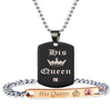 Black Necklaces &amp; Pendants Her King And His Queen Couple  Stainless Steel Pink Blue Crystal  Bracelet Necklace Set