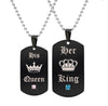 Black Necklaces &amp; Pendants Her King And His Queen Couple  Stainless Steel Pink Blue Crystal  Bracelet Necklace Set