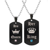 Black Necklaces &amp; Pendants Her King And His Queen Couple  Stainless Steel Pink Blue Crystal  Bracelet Necklace Set