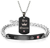 Black Necklaces &amp; Pendants Her King And His Queen Couple  Stainless Steel Pink Blue Crystal  Bracelet Necklace Set