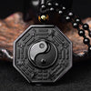 Black Obsidian Chinese Philosophy Taoist Symbol Taichi Yoga Necklace Eight Diagrams Yin Yang Amulet Pendant Jewelry