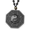 Black Obsidian Necklace Chinese Ying Yang Eight Diagrams Amulet Pendant Jewelry