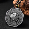 Black Obsidian Necklace Chinese Ying Yang Eight Diagrams Amulet Pendant Jewelry