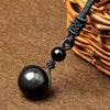 Black Obsidian Rainbow Eye Ball Natural Stone Pendant Necklace Transfer Lucky Love Crystal Power Jewelry For Women Men 18mm Bead