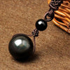 Black Obsidian Rainbow Eye Ball Natural Stone Pendant Necklace Transfer Lucky Love Crystal Power Jewelry For Women Men 18mm Bead