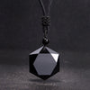 Black Obsidian Six Awn Star Lucky Amulet Love Natural Stone Pendant Necklace for Women Men Love Crystal Jewelry