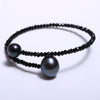 Black Pearl Bracelet Pearl Crystal Size 8 to 11 mm Diameter 3 mm Crystal, Holid Gifts