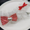 Black Red Girl Bow Pendant Necklace Lolita Plaid Bowknot Choker Girl Women Necklace Jewelry  D926