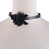 Black Red Women Handmade Leather Flower Punk Collar Choker Necklace Accessory