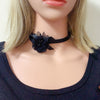 Black Red Women Handmade Leather Flower Punk Collar Choker Necklace Accessory