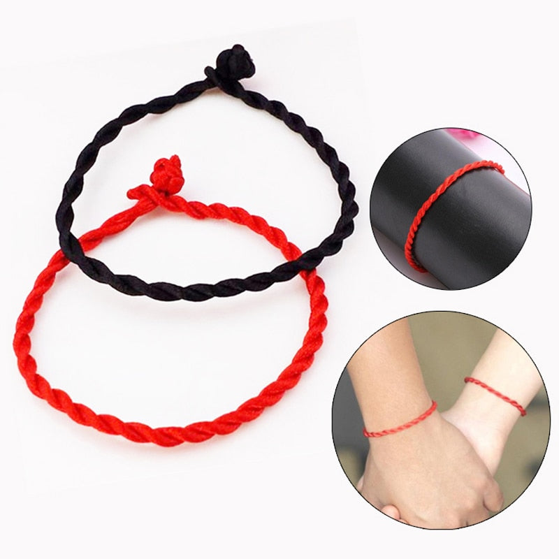 Black Red  Woven Thread Rope Lucky Bracelet Women Men Charms Bracelets Jewelry For Lovers'  Gift Friendship Bangles