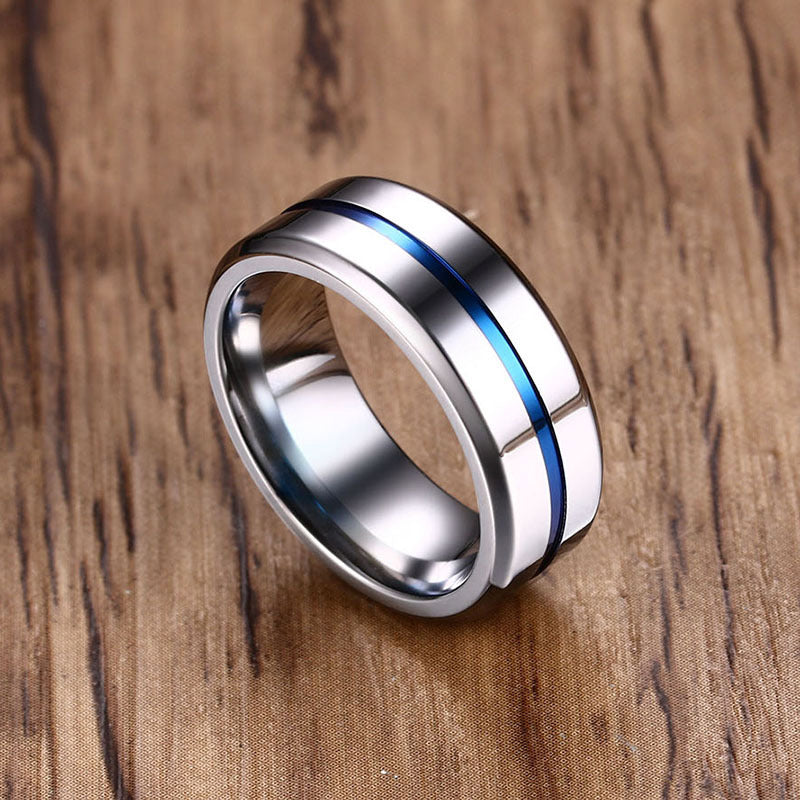 Black Silver Color Stainless Steel Rings for Men Rainbow Thin Line Rings Wedding Band Male Alliance Jewelry 8mm