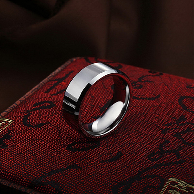 Black Silver Color Titanium Stainless Steel Ring Men Double Bevel Ring for Wedding Bands Accessories Women Male Couple Jewelry