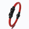 Black Skull Accessory Metal Charm Genuine Leather Braided Bracelet with Megnetic Clasp for Men Women