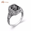 Black Stone Wedding CZ Rings Women Jewelry Soild 925 Silver Rose Cubic Zirconia Engagement Ring Female Anel bijoux Cute/Romantic