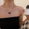 Black Triangle Letter Pendant Necklace Female Personality Design Clavicle Chain Trendy Lrregular Chokers For Women Accessories