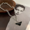 Black Triangle Letter Pendant Necklace Female Personality Design Clavicle Chain Trendy Lrregular Chokers For Women Accessories