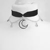 Black Velvet Crescent Moon Choker Wide Velvet Choker with Moon || Gothic Choker