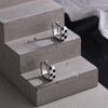 Black White Lattice Earrings For Women 925 Stamp Silver Color Small Wedding Designer  Quality Jewelry Christmas