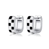 Black White Lattice Earrings For Women 925 Stamp Silver Color Small Wedding Designer  Quality Jewelry Christmas