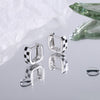 Black White Lattice Earrings For Women 925 Stamp Silver Color Small Wedding Designer  Quality Jewelry Christmas