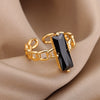 Black Zircon Rings for Women Open Adjustable Stainless Steel Chains Finger Ring 2023 Trend Wedding Jewelry Gift anillos mujer