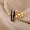 Black Zircon Rings for Women Open Adjustable Stainless Steel Chains Finger Ring 2023 Trend Wedding Jewelry Gift anillos mujer