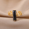 Black Zircon Rings for Women Open Adjustable Stainless Steel Chains Finger Ring 2023 Trend Wedding Jewelry Gift anillos mujer