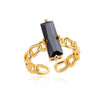 Black Zircon Rings for Women Open Adjustable Stainless Steel Chains Finger Ring 2023 Trend Wedding Jewelry Gift anillos mujer