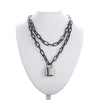 Black chain necklace square lock necklace women men metal padlock chains hip hop goth jewelry accessories  gifts
