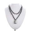 Black chain necklace square lock necklace women men metal padlock chains hip hop goth jewelry accessories  gifts
