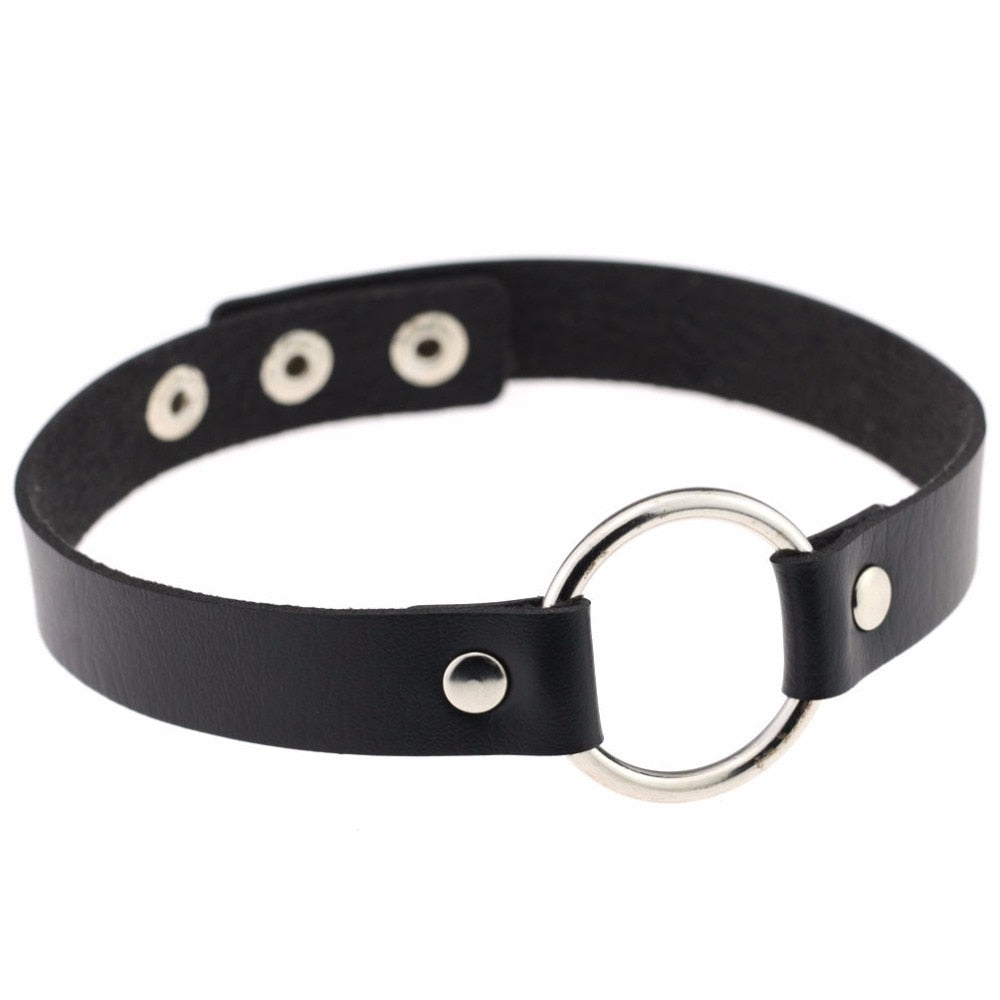 Black gothic choker punk leather choker rock collar women goth choker necklace jewelry