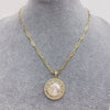 Blessing Round Virgin Guadalupe Pendant Necklace Colored Zircon Natural Shell Jewelry Necklaces for Women